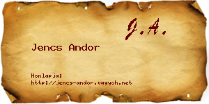 Jencs Andor névjegykártya